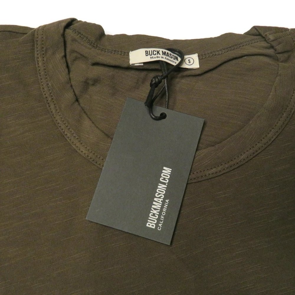 Buck Mason Mens Resin Slub T-Shirt Curved Hem L/S - Picture 7 of 10